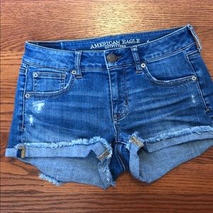 american eagle blue denim jean shorts